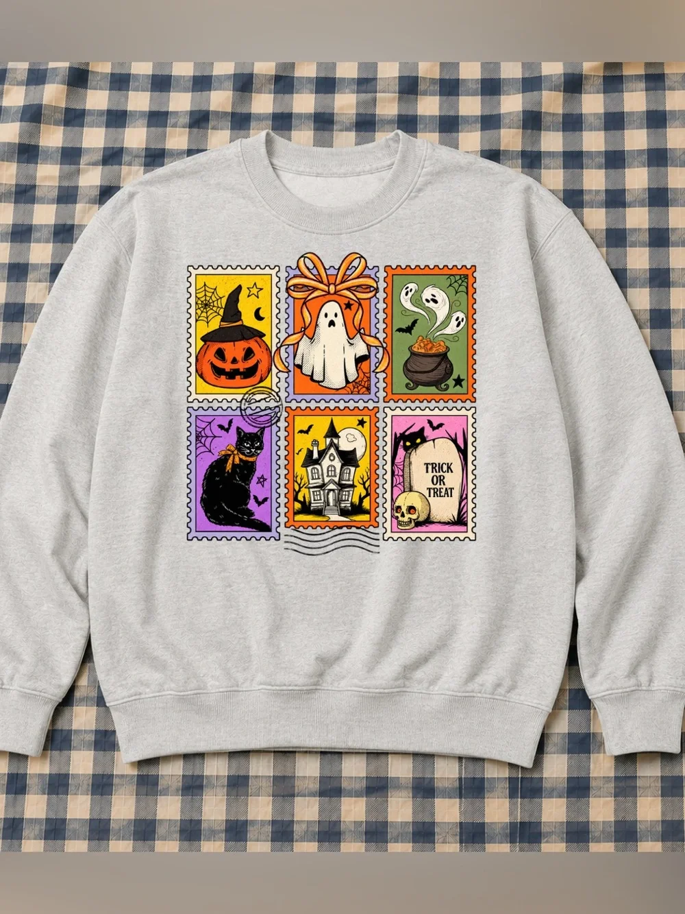 Halloween Stamps Graphic Sweatshirt - Gray Gildan Gift For Men